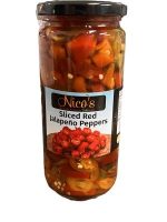 Nicos Sliced Red Jalapeno Peppers 480g